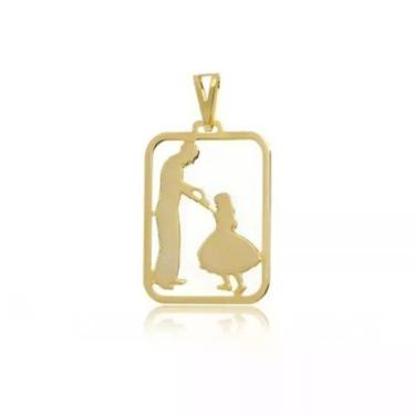 Imagem de Pingente Masculino Pai E Filha Banhado A Ouro 18k