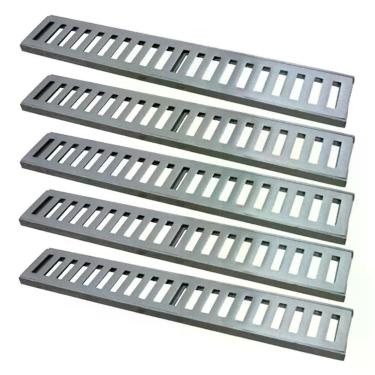 Imagem de Kit 5 Ralo Grelha Linear 7134X5GDA Captação Águas Pluviais com Carga 500Kg Alumínio Escovado GDA Industria