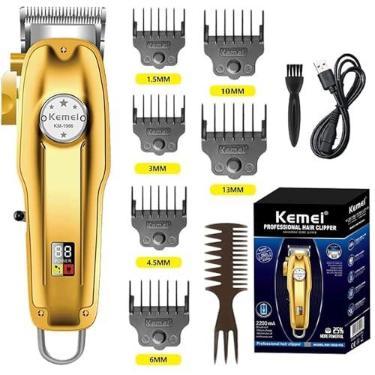 Imagem de KEMEI Mens Hair Clipper Cord Cordless Clippers Hair Trimmer Beard Professional Haircut Kit For Men Rechargeable LED Display & Corded Rechargeable Grooming Kit KM-1986PRO