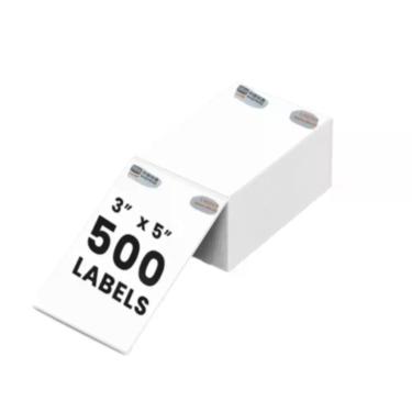 Imagem de Etiquetas térmicas Riznpo Fanfold 3x5 500 unidades para impressora tér