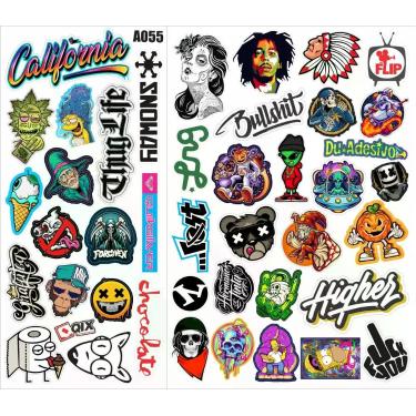 Imagem de Kit 43 Adesivos Para Skate Notebook Mala Marca Skateboarding - Du Ades