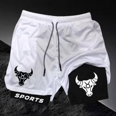 Imagem de Short esportivo compressão fitness 2 em 1 masculino touro sport gym sl
