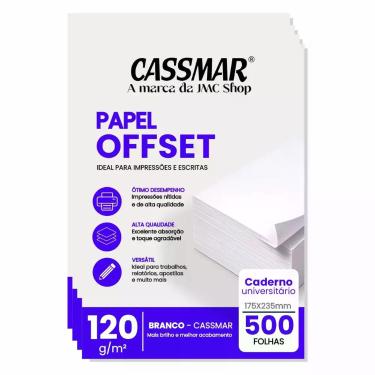 Imagem de Papel Offset 120g Colegial 175X235mm Branco 500fls - Cassmar