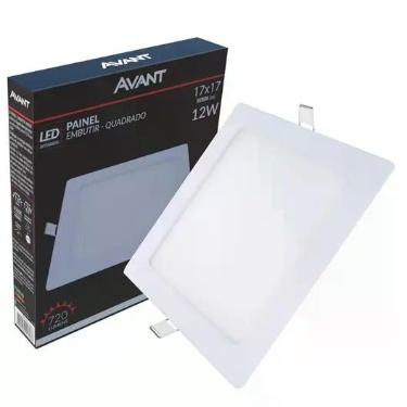 Imagem de Plafon Luminaria Led Quadrado Embutir 12w 17x17 Branco Frio - Avant