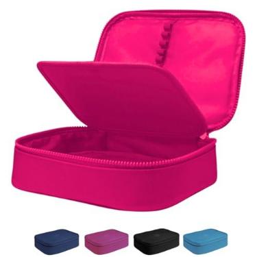 Imagem de Estojo Escolar Box Grande Infantil Organizador Para Lapis Feminino Masculino Nylon Com Divisoria Necessarie Ziper Resistente Marca Calmfy (Pink)