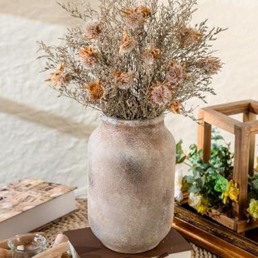 Imagem de Varsoul Vaso grande de cerâmica rústica para casa de fazenda, vaso de terracota caiado de branco, flor decorativa de cerâmica para decoração de casa, mesa, decoração de sala de estar, decoração de