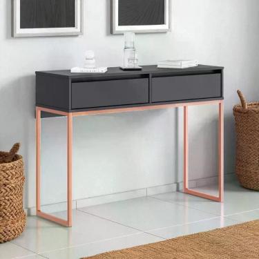 Imagem de Aparador Buffet Rio 2 Gavetas Para Sala 90 Cm Preto Cobre