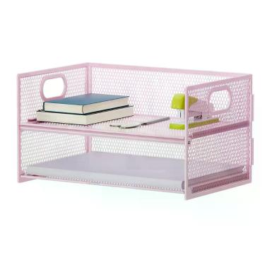 Imagem de Organizador de Papel Marbrasse de 2 Niveles con Asa Rosa