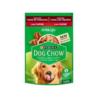Imagem de Ração Úmida para Cachorro Adulto Sachê - Dog Chow ExtraLife Carne 100g