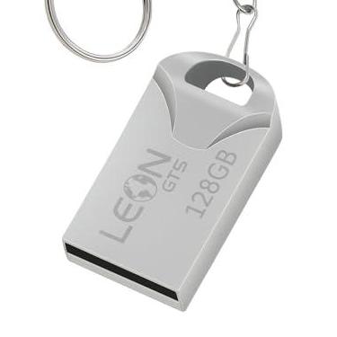 Imagem de Pendrive 128GB USB 2.0 Metálico - Compacto Portátil Armazenamento Seguro Alta Velocidade Transferência de Dados Plug Play para PC Notebook Rápida Leve Resistente Prateado Chaveiro Sem Tampa (128, GB)