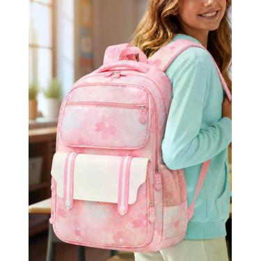 Imagem de Mochila Adolescente Grande Escolar Estudante Abertura 180 - M3M, Rosa