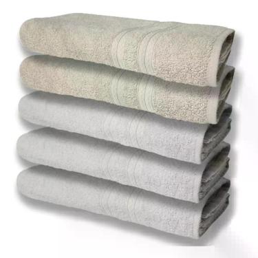 Imagem de 5 Toalhas Felpudas Grande E Grossa 80x150 Branco+bege