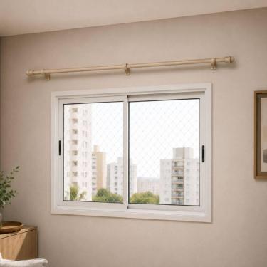 Imagem de Varão para Cortina 2 metros Kit 19mm Bastão Suporte Simples - ENTROU C