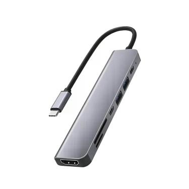 Imagem de Hub Adaptador USB-C 7 em 1 HDMI 4K USB 3.0 PD SD TF Tomate MTV-616