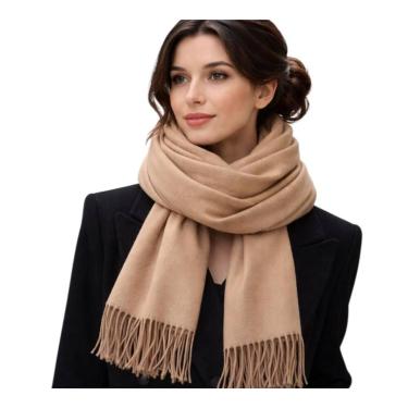 Imagem de Cachecol Pashmina Lenço Com Franja 190x70cm Toque Macio Para O Frio Ou