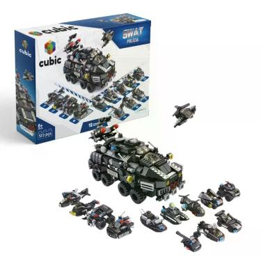Imagem de Blocos de Montar Cubic 12 em 1 Swat Policia 572pçs Brinquedo Multikids
