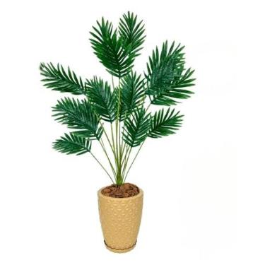 Imagem de Palmeira Artificial Grande Com Vaso Polietileno Completo(Vaso Bege + Palmeira)