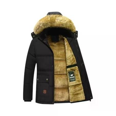 Imagem de Parka Masculina De Inverno À Prova De Vento Com Capuz De Fleece, Casac
