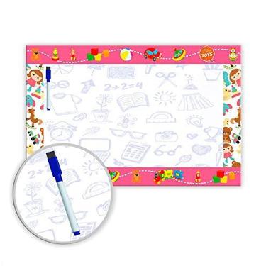 Imagem de Lousa Quadro Branco em PVC Infantil 62x40 cm - Rosa - Ref 07