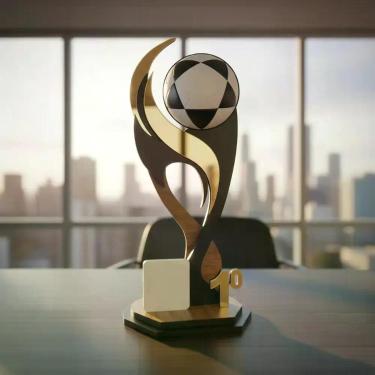 Imagem de Troféu Futevôlei 30cm Mdf Com Acrílico Dourado - Edir Sussel