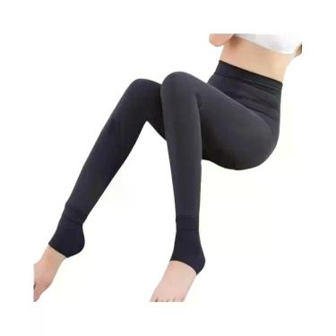 Imagem de Leggings Femininas Forradas Com Lã De Pérola, Calças Térmicas Grossas 