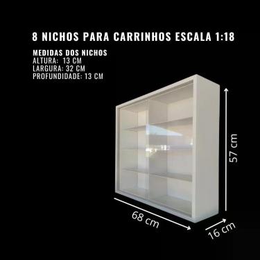 Imagem de Expositor 8 nichos 1:18 para miniatura carrinhos 25-1 - Genérica, Bran