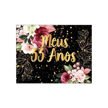 Imagem de Painel de Festa Horizontal 1,55 X 1,20 - Meus 33 Anos Floral Efeito Br