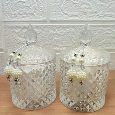Imagem de Potiche Pote Decorativo Organizador Para Mesa Posta Cantinho Café Açucareiro Baleiro Bomboniere Porta Doces Decoração-Pote Multiuso-Cristal e Prata