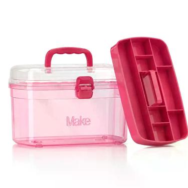 Imagem de Frasqueira com bandeja rosa 6,2l - nitronplast