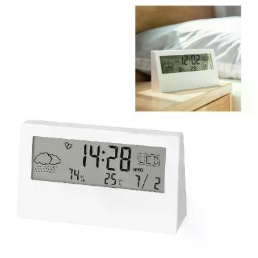Imagem de Despertador Digital com Medidor de Temperatura e Umidade Tela Transparente Alarme e Calendário Bivolt