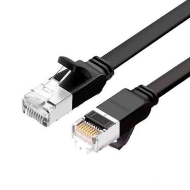 Imagem de Cabo de Rede RJ45 Cat6 UTP 3 Metros Preto Alta Velocidade Conexão Estável Ideal para Internet e Redes Domésticas