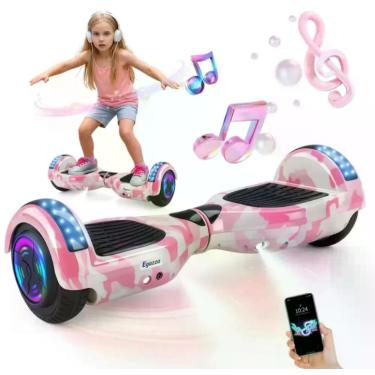 Imagem de Hoverboard skate eletrico Rosa Camuflado 6,5 com LED e Bluetooth - Ega