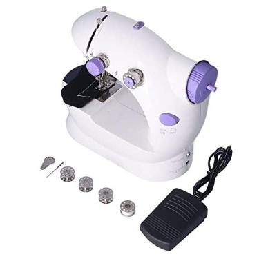 Imagem de Mini máquina de costura, máquina de costura de pedal portátil para alfaiate para viagens domésticas (EUA padrão 100-240V)