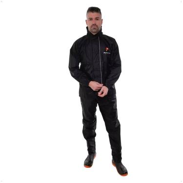 Imagem de Conjunto Capa de Chuva Com Capuz Feminino e Masculino Preto Impermeáve