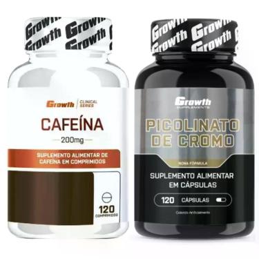 Imagem de Kit Cafeina 200mg 120 Caps + Cromo Picolinato 120 Cap Growth