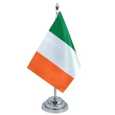Imagem de Bandeira Mesa Dupla Face Irlanda 29 Cm Alt Mastro
