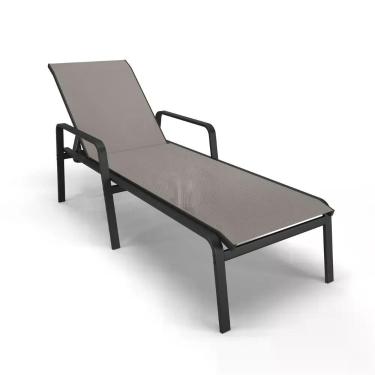 Imagem de Espreguiçadeira Piscina Praia Alumínio Preto Tela Fendi