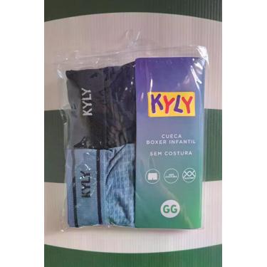 Imagem de Kit 2 Cuecas Menino Boxer Sem Costura Poliamida Kyly, Azul, Marinho, G