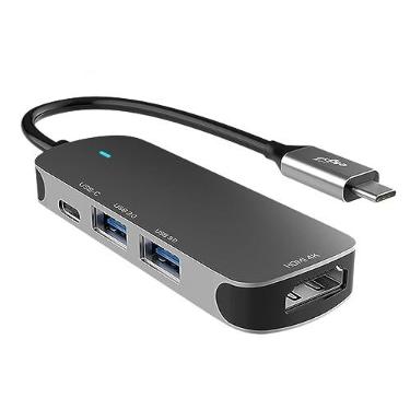 Imagem de Adaptador HUB USB 4 em 1, Entrada Tipo-C, 2 Portas USB-A, 1 Tipo-C, 1 HDMI, Velocidade Até 5Gbps, Corpo e Conector em Alumínio, Prata, HUB41HD, ELG
