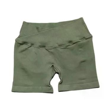 Imagem de Shorts De Yoga Sem Costura Para Mulheres Com Cintura Cruzada De 4,5 Po