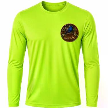 Imagem de Camisa Uv +50 Pássaro Azulão - Proteção Solar cor:Verde LimãoTamanho:G