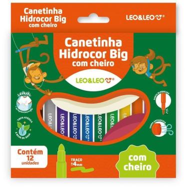 Imagem de Caneta Hidrografica Jumbo Leo e Leo BIG C/AROMA 12 Core Estojo - Leono