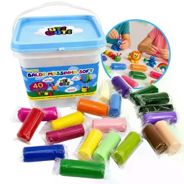 Imagem de Massinha de Modelar Soft Balde 40un com 50g Coloridas Super Macia Esco