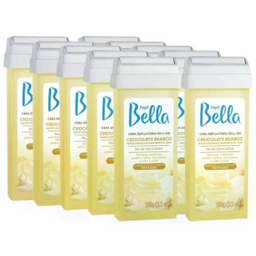 Imagem de Kit 12 Refil Cera Depilatória Roll On Depil Bella Chocolate Branco 100