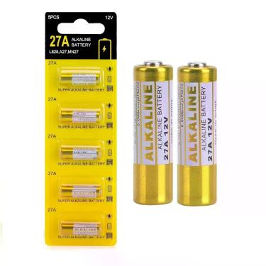 Imagem de Pacote com 5 Pilhas Alcalinas 27A A27 12V, Pilhas Duradouras e à Prova