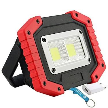 Imagem de Refletor LED 30W Portátil Recarregável LED COB IP65 Vermelho + Chaveiro CBRN16488