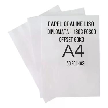Imagem de Papel Offset Liso Diplomata Branco 50 Folhas 180g Branco Branco - Sem 