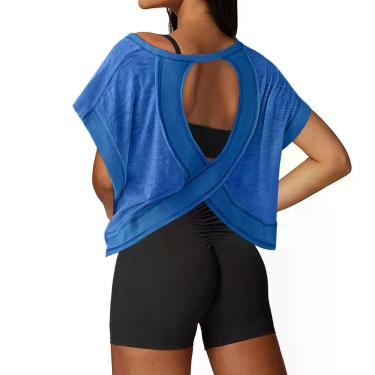 Imagem de Camiseta Cropped de Treino UNIANKIYA com Costas Abertas Azul