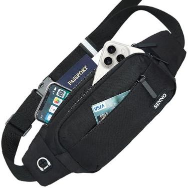 Imagem de SINNO Pochetes masculinas pretas para mulheres, presentes elegantes à prova d'água, para corrida, esporte, treino, caminhadas, viagens, transversal, plus size, bolsa para telefone,