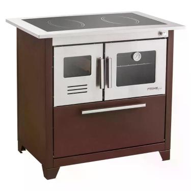 Imagem de Fogão a Lenha Hidro Prime Glass N2 Direito Marrom com Forno 40L Chapa em Aço Carbono e Caixa Integrada